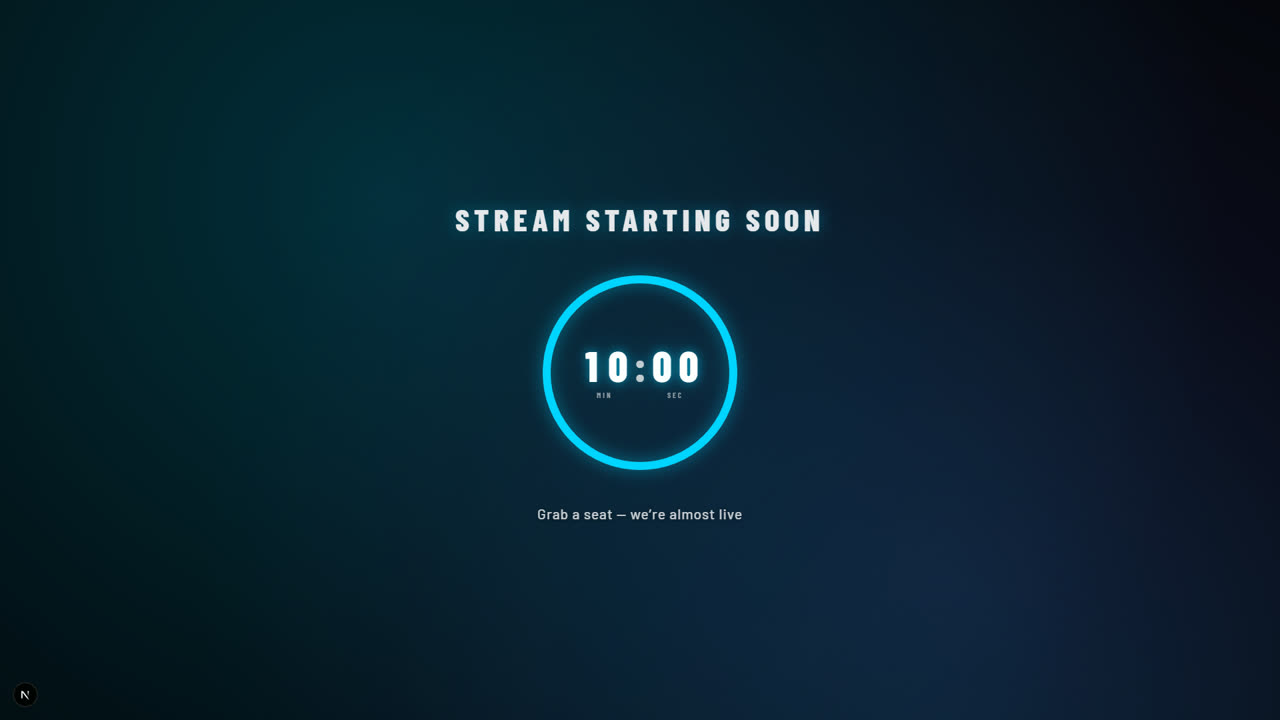 Countdowns — Starting Soon scene, ring meter over aurora
