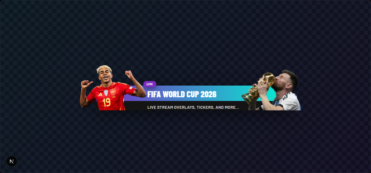 StreamSlayers Lower Third OBS overlay — FIFA World Cup 2026 example with player cut-outs