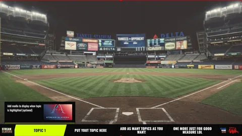 A topic bar across the lower frame with the active topic highlighted