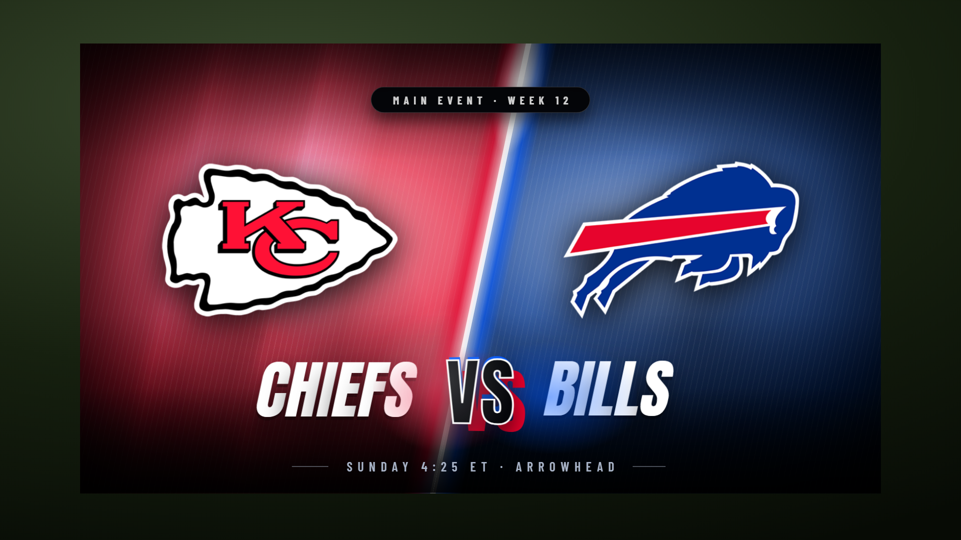A head-to-head matchup title card for two football teams